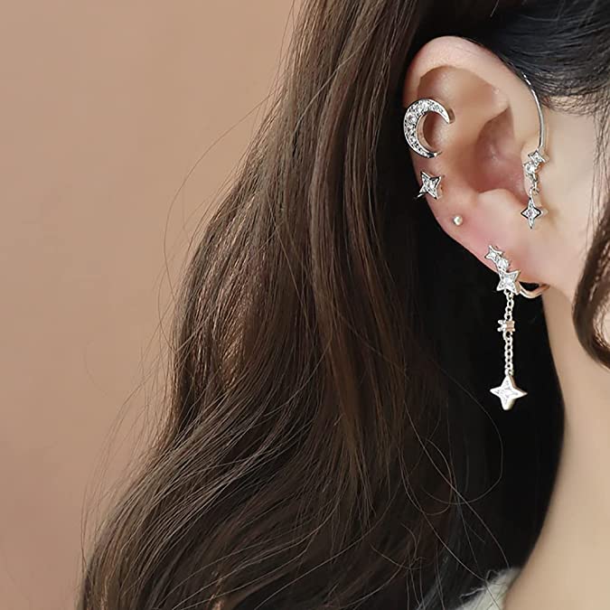 Moon & Star Earcuff Pair